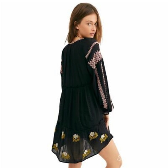 NWT Free People Women's Black Wild Horses Embroidered Mini Dress Medium - Picture 2 of 11